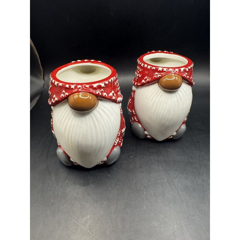 Pottery Barn Sweater Gnome Shaped Ceramic Mugs Set Of 2